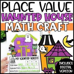 a halloween themed house math craft for kids to practice place value and number recognition skills