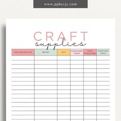 the craft supplies list is shown in this printable