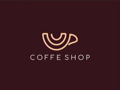 the coffee shop logo is shown on a dark background with gold lines in the shape of a cup