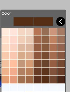 the color picker app is showing different shades of brown and tan, with one blue bottle