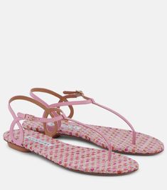 Almost Bare leather thong sandals in pink - Aquazzura | Mytheresa Aquazzura Flats, Flat Sandals For Women, Aquazzura Shoes, Strappy Sandals Flat, Sandals Flat, Leather Thong Sandals, Pink Sandals, Brown Leather Sandals