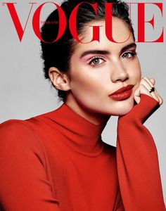 an image of a woman with red lipstick on the cover of a magazine or magazine