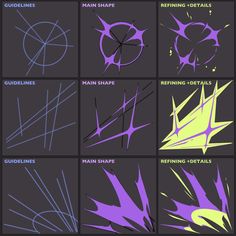 the different types of lines and shapes that are used to create an abstract art piece