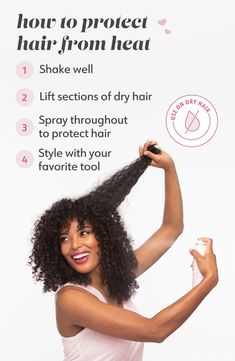 What it is: A lightweight spray that protects dry hair from heat styling up to 450ºF/232ºC while helping to control frizz and add shine.Who it's for: All hair types.What it does: This innovative mist dries instantly upon coming into contact with dry hair before heat styling with a curling, straightening or styling iron. Marula oil coats hair strands to deliver protection from heat with a satin, frizz-free finish; fire tulip extract protects against heat, leaving hair looking healthy and restored Curly Hair Heat Protectant, Best Hair Protection From Heat, Heat Proof Hair Spray, Moroccan Oil Heat Protectant, Hair Heat Protection Spray, Heat Protectant, Styling Iron, Marula Oil, Hot Toddy