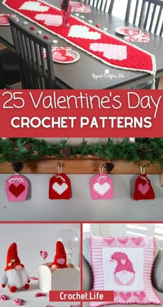 valentine's day crochet patterns for the table