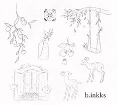 an image of some drawings on paper with words that say b inks written in it