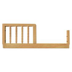 the wooden bed frame is made from wood and has four bars on each side, along with