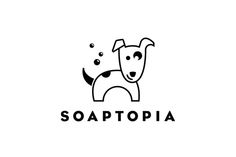 the logo for soaptopia, a company that sells dog shampoos and bath products