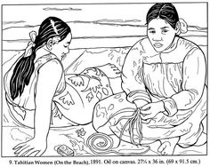 tahitian Art Childhood, Famous Artworks, Famous Paintings, Coloring Pages For Adults, Artists For Kids, Paul Gauguin, Art Appreciation