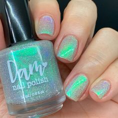 Have Fun. Be Weird. - Green Blue Shimmer - Silver Reflective Glitter N – Dam Reflective Nail Polish, Halo Nails, Holographic Glitter Nails, Reflective Nails, Be Weird, Holographic Nail Polish, Rose Nails, Glitter Nail Polish, Indie Nail Polish