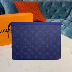 LV Pochette Voyage MM Monogram Eclipse Canvas Pacific Blue For Men Blue For Men, Mm Monogram, Lv Pochette, Louis Vuitton Pochette, Pacific Blue, Evening Clutch Bag, Bags Travel, Zip Pouch, Vuitton Bag