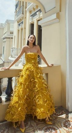 Window Balcony, Black Tie Optional, Ellie Saab, Bridal Photoshoot, Yellow Mustard, Western Dresses, Carolina Herrera, Dolce & Gabbana