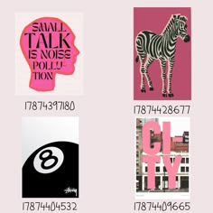 four different types of typogramic on pink paper