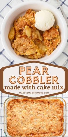 an image of pear cobbler made with cake mix