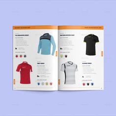 Sportswear Catalog Template Sports Catalog Design, Clothing Layout, Catalogue Template, Referee Shirts, Ui Design Principles, Catalogue Layout, Catalog Template