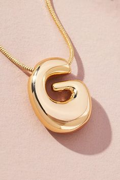 Bubble Letter Monogram Necklace | Anthropologie Anthropologie Bubble Necklace, Bf Goals, College Wardrobe, Tooth Gems, Santa List, Aesthetic Earrings, Clay Making, Bubble Letter, Tooth Gem