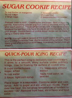 the instructions for how to make sugar cookie recipe