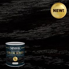 a can of minwax wood finish paint next to a golden sealer on a black background