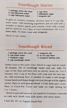 the recipe for sourdough bread is shown in an orange and white printable