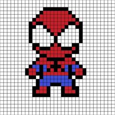 an image of a pixellated spiderman in red and blue