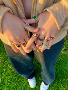 Fimo Ring, Aesthetic Rings, Mode Hippie, Indie Jewelry, Estilo Hippie, Nail Ring, Nail Jewelry, Dope Jewelry, Indie Aesthetic