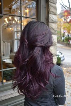 Hair Color Ideas Colorful, Midnight Purple Hair, Dark Plum Hair, Bang Hair, Haircut Idea, Hair Color Plum, Bob Hair Color, Dark Purple Hair, Plum Hair