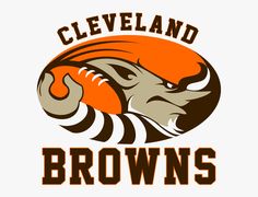 the cleveland browns logo is shown in orange and white stripes, with an eagle on it's head