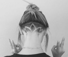 Lotus undercut Undercut Triangle, Lotus Undercut, Long Hair Designs, Shaved Undercut, Shaved Nape