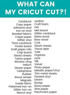 what can my cricut cut? poster with the words written in different languages