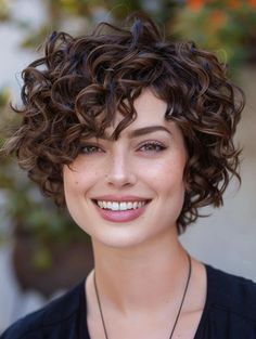 Naturally Curly Chin Length Hair, Curly Pageboy Haircut, Short Hair Cuts For Women Curly Layers, Wedding Short Curly Hairstyles, Short Hair Curly Bangs, Short Hair Inspo Curly, Curly Chin Length Hair, Round Face Curly Haircut, Short Fine Curly Hair