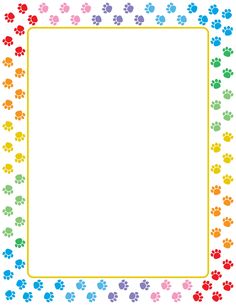 a colorful frame with paw prints on it