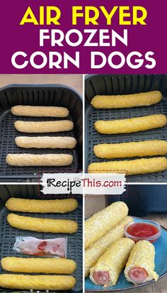 air fryer frozen corn dogs with ketchup and mustard