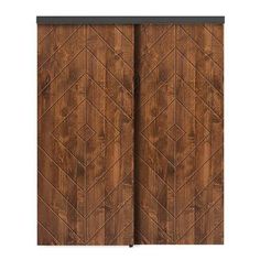 an image of a wooden door with diamond pattern on the top and bottom paneling