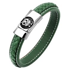 PRICES MAY VARY. YL Design - Owl braided leather bracelet for men, retro and punk style, high quality buckle, easy to put on and never fall off. Material - Hight quality stainless steel clasp, made of green faux leather. Strong and Durable. Free of lead and nickel, hypoallergenic and healthy. Size - Length of the bracelet is 8.3"(210mm),weight is about 43g. Suitable for wrist sizes of 7.1" -7.6"(180-193mm), We suggest that you add 0.6 "- 1.2" (15-30mm) to get the appropriate bracelet length. Gif Leather Bracelet For Men, Black Bangle, Vintage Bangles, Braided Leather Bracelet, Braided Bracelet, Bracelet Black, Green Vintage, Punk Style, Red Blue Green