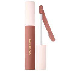 A weightless air-whipped lip cream that hugs lips with rich color and nourishing hydration that gives a soft velvety matte finish.Formulation type: Liquid lipstick Benefits: HydratingIngredient Callouts: Free of sulfates SLS and SLES, parabens, formaldehydes, formaldehyde-releasing agents, phthalates, mineral oil, retinyl palmitate, oxybenzone, coal tar, hydroquinone, triclosan, and triclocarban, and contains less than one percent of synthetic fragrances. This product is also vegan and cruelty-f Rare Beauty Lipstick, Rare Beauty Lip, Selena Gomez Lips, Perfect Nude Lipstick, Rare Beauty By Selena Gomez, Purple Lipstick, Matte Lip Cream, Cream Lipstick, Beauty Lipstick