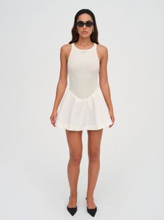 Simple, chic, and elegant. The Billie mini dress will become your go-to spring dress! This dress features a poplin mini skirt and a knit bodice available in both cream and black. Pointelle Dress, Honeymoon Wardrobe, Lemon Dress, Love And Lemons, Little White Dresses, Red Mini Dress, Cream Dress, Spring Dress, For Love And Lemons