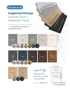 an ad for american cabinetry featuring different colors and finishes