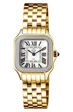 A brilliant textured bezel frames an elegant bracelet watch with the added luxury of 12 sparkling diamonds around the dial. 27.5mm case Stainless steel Anti-reflective sapphire crystal White dial with 12 diamonds Total diamond weight: 0.038 ctw Deployment buckle clasp Water resistant: 5 ATM Swiss quartz movement 2 year warranty Made in Switzerland Shopping Wishlist, Cartier Watch, Watch Women, Classic Preppy, Old Money Style, Elegant Bracelet, Golden Girl, Rolex Day Date, Affordable Jewelry