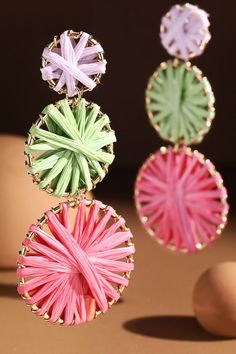 So fun, we just love these earrings!! Lightweight and fresh colors you'll wear them all Summer long! - raffia - 3.5" long Raffia Earrings Diy, Chic Multicolor Summer Jewelry, Chic Multicolor Spring Jewelry, Trendy Multicolor Earrings For Vacation, Colorful Party Earrings For Spring, Colorful Spring Party Earrings, Trendy Green Earrings For Spring, Cute Multicolor Earrings For Spring, Pink Spring Jewelry For Vacation