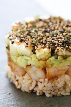 an image of food that is on top of rice