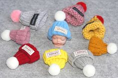 9 Pcs Knit Mini Hat Baby Doll Bonnet  Handmade Crochet Hat For Doll   Hat Size: 4.0cm * 7.0cm. Can Fit Doll Head Size: 3.5cm to 5.0cm DIY Accessories  9 Colour Together get 1 Free Doll Head. (Doll Head Size: 4.0cm * 4.0cm *4.5cm.) Bonnet Au Crochet, Doll Hats, Mini Hat, Bonnet Crochet, Doll Hat, Doll Head, Crochet Hat, Diy Accessories, Baby Hats