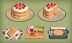 three different cakes on plates with raspberries