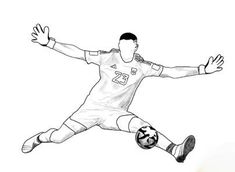 a drawing of a soccer player in the air