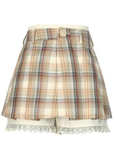 Upgrade your wardrobe with our high waist brown plaid pleated skort. Combining the classic charm of a plaid skirt with the comfort and practicality of shorts, this skort is a versatile piece for any fashion-forward individual. The high waist design accentuates your figure, while the pleated detailing adds a touch of sophistication. Perfect for both casual outings and more polished looks, this brown plaid skort effortlessly blends style and functionality. Pair it with your favorite blouse or swea Plaid Pleated Skort For Summer, Preppy Plaid Skort For Summer, Summer Plaid Pleated Bottoms, Summer Pleated Plaid Skort, Affordable Plaid Pleated Skort, Summer Plaid Pleated Skort, Cheap Pleated Plaid Skort, Plaid Pleated Skort, Pleated Plaid Cotton Skort