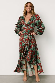 Lavinia Ruffle Maxi Dress | Rust + Green Floral Cocktail Jumpsuit, Dresses Velvet, Destination Dress, Ruffle Maxi Dress, Baltic Born, Midi Dress Style, Tulip Skirt, Fall Winter Dresses, Nursing Friendly