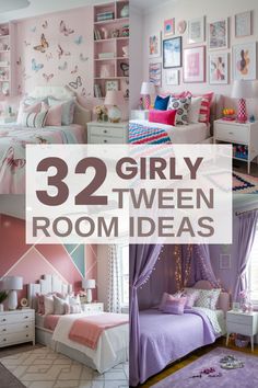 two girls's bedroom with pink and purple decor