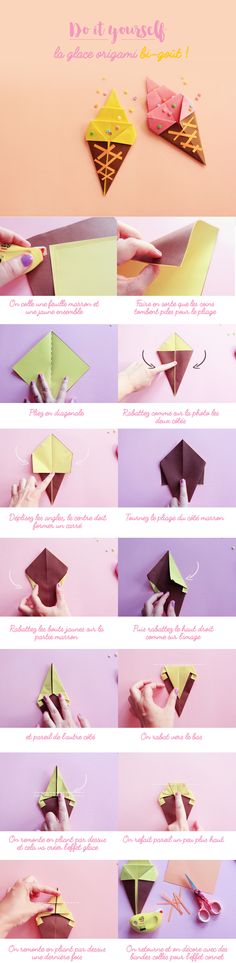 the instructions for how to make origami airplanes in different colors and sizes, with pictures