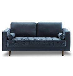 Bente Tufted Velvet Loveseat 2-Seater Sofa - Light Blue - MaviGadget Blue Velvet Loveseat, Sofa Blue, Blue Velvet Sofa, Sofa Velvet, Sofa Modern, Tufted Bench, Velvet Loveseat, Mid Century Modern Sofa, Sofa Loveseat