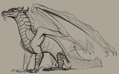 a drawing of a dragon sitting on the ground