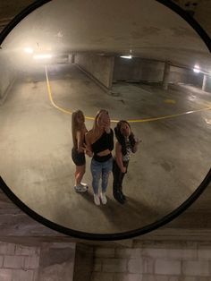 mirror, picture, trendy, pose, Instagram, friends, trio, parking garage, garage, aesthetic, outfits, 3 friends, night time, dark picture, girls, best fiends Parking Garage Mirror, Garage Mirror, Cute Modeling Poses, Garage Photoshoot, Garage Pictures, Rooftop Photoshoot, Quinceanera Photoshoot, Friend Pics, Mirror Picture